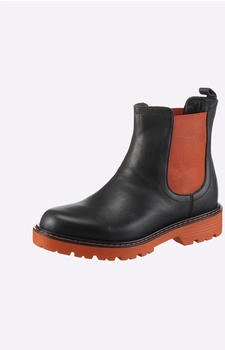 Heine Stiefelette Stretcheinsatz schwarz orange