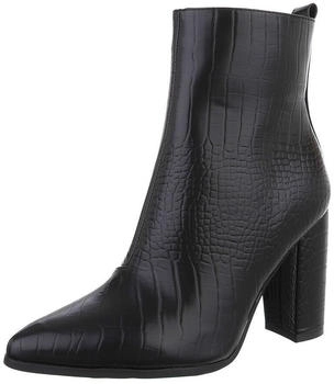 Ital Design Damenstiefeletten High-Heel 6010-89- schwarz mehrfarbig Kunstleder