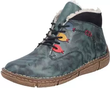 Rieker Lace-up Ankle Boot petrol/tanne/schwarz