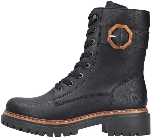 Rieker Damen Stiefeletten 72613 - Biker Boots Mit Reißverschluss & Blockabsatz