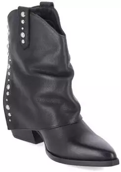 Lazamani Leather Ankle Boots Biker Boots schwarz