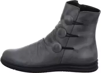 Gemini Leather Ankle Boots with Gathered Look and Buttons (337072-02) grau