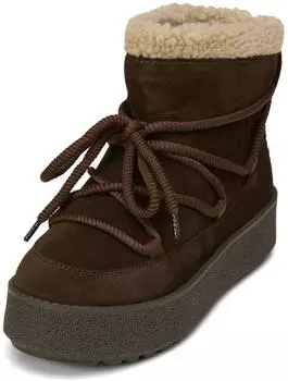 Marc O'Polo Ankle Boot with Fluffy Warm Lining schwarz/dark earth/713