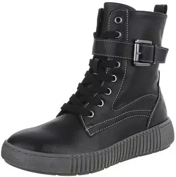 Ital Design Lace-up Shoes with Perforated Lacing (6863) schwarz