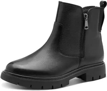 Tamaris Leather Ankle Boots with Zipper schwarz