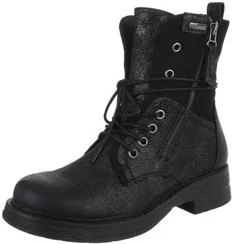 Ital Design Used Look Schnürschuhe mit Lochschnürung schwarz