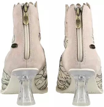 Laura Vita ELOISEO 37 Women's Leather Ankle Boot with Floral Embroidered Toe beige/rosa