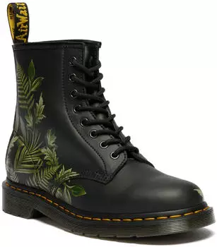 Dr. Martens 1460 Lace-Up Boots Block Heel with Floral Contrast Print schwarz/gr&uuml;n