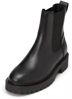 Marc O'Polo Leather Chelsea Boots with Tread Sole schwarz