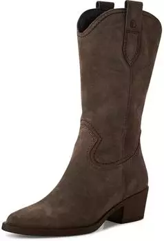 Tamaris Western Boot with Block Heel in Pointed Shape taupe