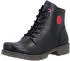 Rieker Lace-up Ankle Boot with Logo Embossing, Profiled Sole and Block Heel schwarz
