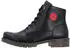 Rieker Lace-up Ankle Boot with Logo Embossing, Profiled Sole and Block Heel schwarz