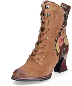 Laura Vita Ankle Boot Leather/Textile Lace-up Boot hellbraun