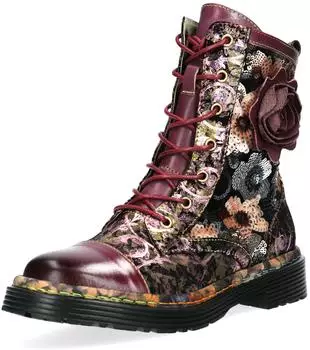 Laura Vita INCASO 51 Women's Ankle Boot Smooth Leather Floral Appliqu&eacute; Sequins