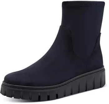 Marco Tozzi Wedge Ankle Boot Plateau with Elastic Stretch Shaft dunkelblau