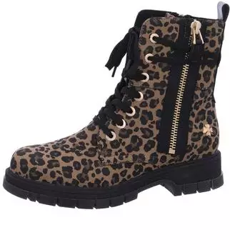 Marco Tozzi Lace-up Boots Block Heel Lace-up Ankle Boot in Animal Look braun