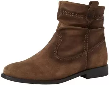 Tamaris Ankle Boot Block Heel with Folds in Slouchy Look braun