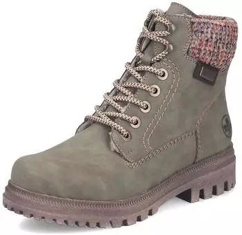 Rieker Lace-up Boots Lace-up Ankle Boot with Knitted Edge oliv