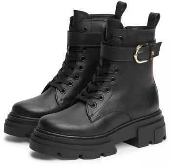 Tommy Hilfiger Waterproof Leather Chunky Lace-Up Boots schwarz