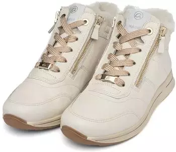 Ara OSAKA Lace-up Boots with Double-sided Zippers, H-Width creme
