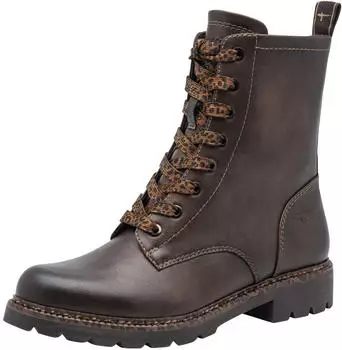 Tamaris Lace-Up Ankle Boot Block Heel mokka