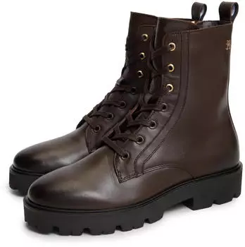 Tommy Hilfiger TH Stud Leather Lace-Up Boot Lace-Up Ankle Boot cocoa