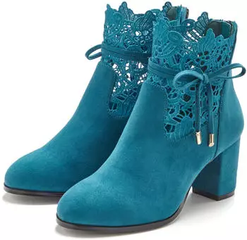 Lascana Autumn Ankle Boot with Pointed Toe and Block Heel petrol