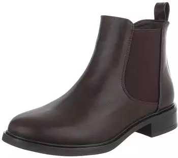 Ital Design Women's Chelsea Boots with Zipper Used Look dunkelbraun