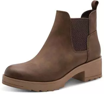 Marco Tozzi Chelsea Boots Vegan mit Blockabsatz choco