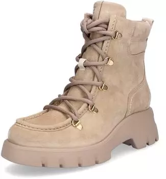 Paul Green Schn&uuml;rstiefelette Veloursleder beige