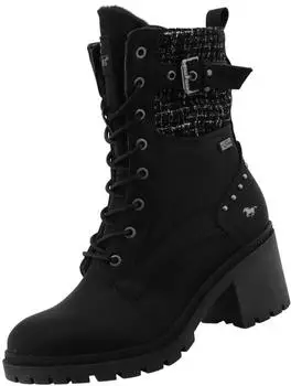 MUSTANG Schn&uuml;rstiefelette mit Zierschnalle und Nieten schwarz