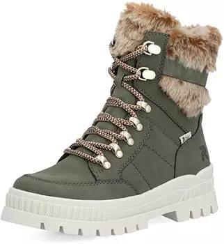 Rieker Schn&uuml;rstiefelette Veloursleder oliv
