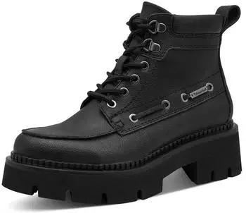 Tamaris Schn&uuml;rstiefelette Blockabsatz Plateau schwarz