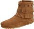 Minnetonka Double Fringe Side Zip Boot taupe brown