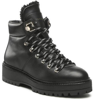 Tommy Hilfiger Leather Outdoor Flat Boot FW0FW06725 Black