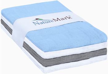 NatureMark 4er Pack Mulltücher 70x70 cm hellblau/silber/grau