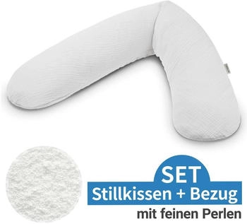 Theraline Stillkissen Das Original mit feiner Perlen-Füllung inkl. Bezug Musselin 190 cm Lichtgrau