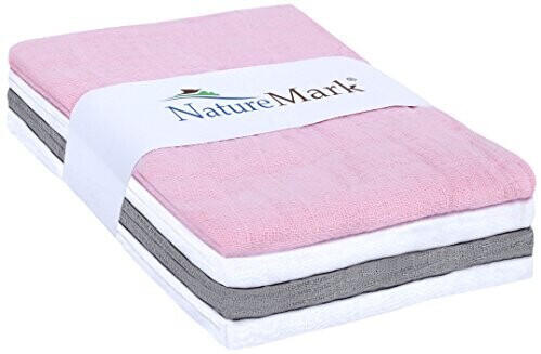 NatureMark 4er Pack Mulltücher 70x70 cm pink/silber/grau/weiß