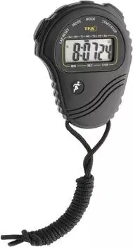 TFA Dostmann TFA Stoppuhr 38.2029 schwarz Zeitmesser mit Zwischenzeit Datum Uhrzeit Alarm inkl. Batterie