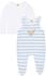 Steiff Nicki-Strampler mit Langarmshirt gestreift hellblau/weiß