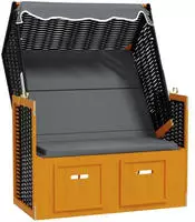 vidaXL Strandkorb mit Dach Poly Rattan & Massivholz Schwarz Anthrazit