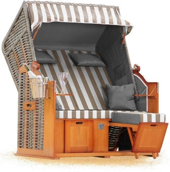 Hanse Klassik 2-Sitzer XXL Ostsee Volllieger in creme weiß inkl. Strandkorbrollen