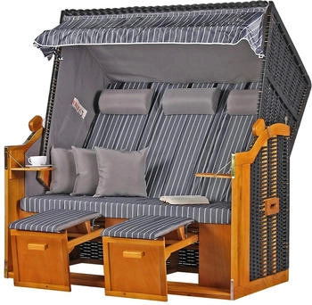 bene living Ostsee Dreisitzer PE (BL-16520) gestreift/anthrazit/schwarz