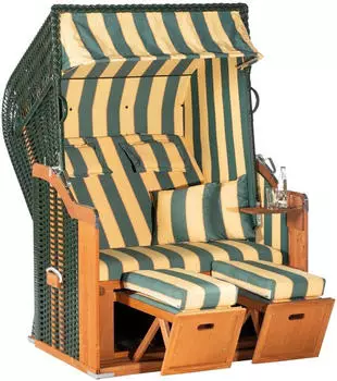 SunnySmart Strandkorb Rustikal 125 x 160 x 90 cm gr&uuml;n/gelb gestreift - gruen