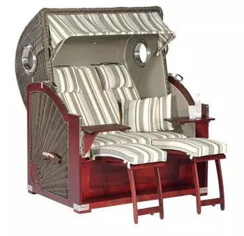 SunnySmart Strandkorb Rustikal 140 x 160 x 95 cm Dreiviertelllieger cappuccinofarben/mahagoni - braun