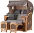 bene living Ammersee Strandkorb 2-Sitzer Teak PE-Geflecht grau Volllieger (Modell 545)
