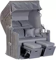 SunnySmart Strandkorb "Rustikal 255 Plus" 2-Sitzer, komplett montiert, Oberkorb...