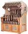 bene living Ammersee 2-Sitzer Strandkorb-Set Teak PE Shell Volllieger (Modell 581)
