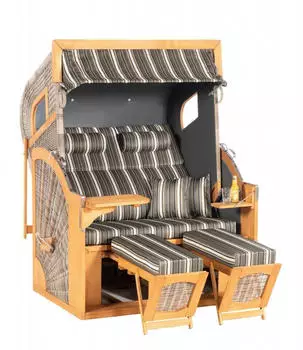 SunnySmart Rustikal 405 Z Comfort XL 2-Sitzer Strandkorb 3/4 Liegemodell, Geflecht vintage-oak (70003404-1242)