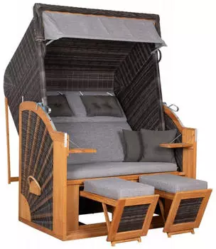 deVries PURE Classic XL Sun Strandkorb PE Des.466 Stone Grey 130x80x160cm (Des.466)